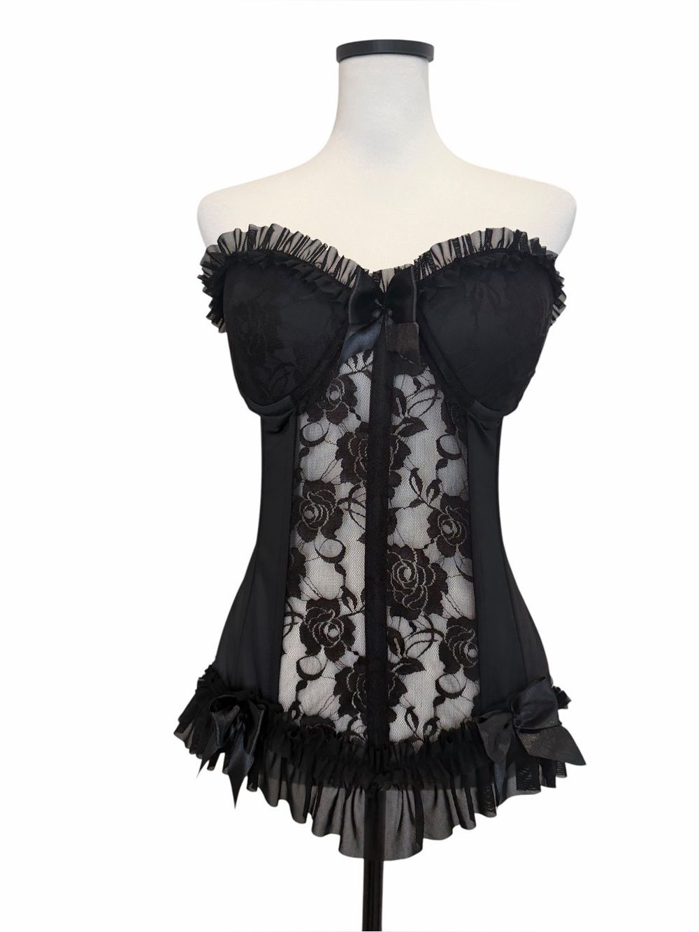 Daisy Corsets Lavish Lace Lycra Cincher Corset Bustier Black Large NEW